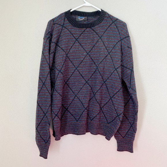 Jantzen Other - JANTZEN Fair Isle Grandpa Diamond Stripe Sweater